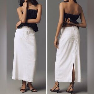 Anthropologie The Colette Maxi Column Skirt by Maeve: Linen Edition